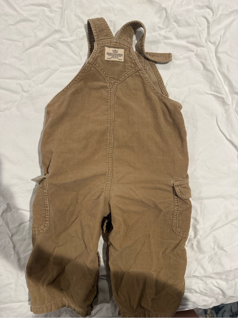 Vintage Polo Ralph Lauren Corduroy Cargo Overalls Tan Brown Baby 18-24 Months
